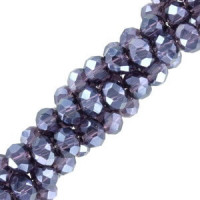 Faceted glass beads 3x2mm disc - Interstellar blue-pearl shine coating
